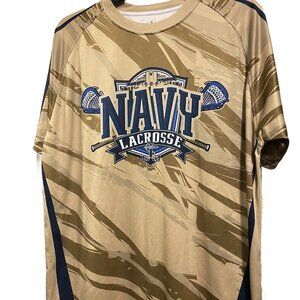 USNA United States Naval Academy Navy Lacrosse Power-Tek Tee Shirt, Small